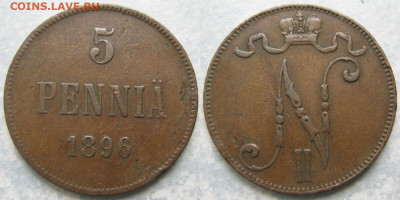 Финляндия 5 пенни 1896 до 10-05-20 в 22:00 - Финляндия 5 пенни 1896    201-асс17-2678