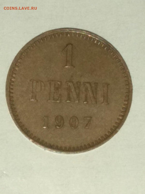 РИ. Финляндия. 1907. 1 пенни. AU до 07.05. в 16.00 - 745666270