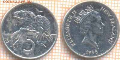 Новая Зеландия 5 центов 1996 г., до 10.05.2020 г. 22.00 по М - Новая Зеландия 5 центов 1996 821