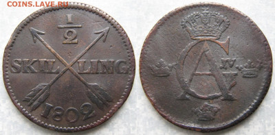 2 скиллинга 1802 до 11-05-20 в 22:00 - Швеция пол скиллинга 1802    178-ак18-3899