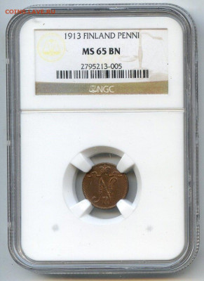 РИ. Финляндия. 1913. 1 пенни. MS65 BN NGC до 11.05 в 16.00 - 612330878