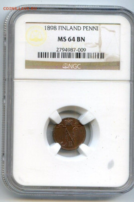 РИ. Финляндия. 1898. 1 пенни. MS64 BN NGC до 11.05. в 16.00 - 612894280