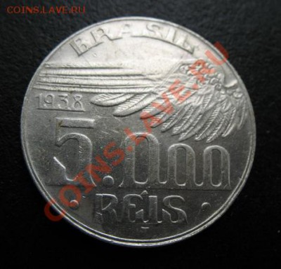 1938 г, Бразилия, 5000 R, серебро, до 06.09 в 21-00 мск - 38 браз а