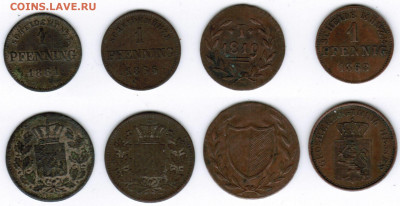 Монеты Германии до 1871 года - 4 штуки (1808 - 1859 годы) - Германия 4 штуки
