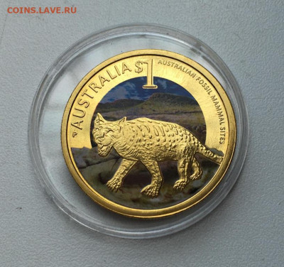 Австралия 1$ доллар 2011 Тилацин Сумчатый волк Животные Фаун - avstralija_1_dollar_2011_tilacin_sumchatyj_volk_zhivotnye_fauna_riverslei_zapovednik_okamenelostej (2)