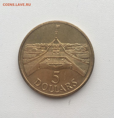 Крона Шайба Австралия 5$ долларов 1988 Здание парламента - krona_shajba_avstralija_5_dollarov_1988_zdanie_parlamenta (2)