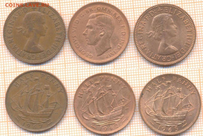 Великобритания полпенни 1942,1965,1967 г., до 15.05.2020 г. - Великобритания полпенни 3 шт 851
