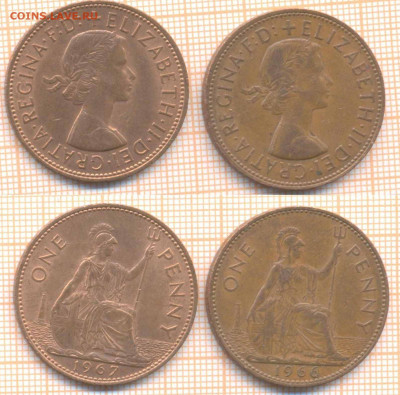 Великобритания 1 пенни 1966,67 г., до 14.05.2020 г. 22.00 по - Великобритания 1 пенни 1966 67 855
