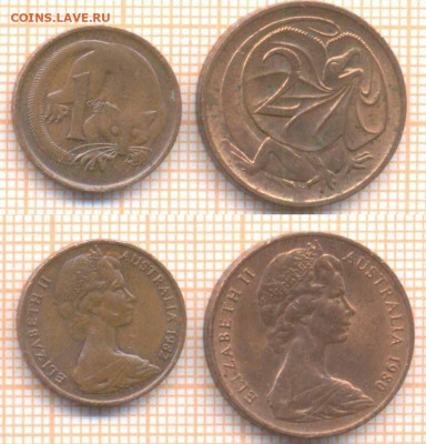 Австралия 1 цент 1982,2 цента 1980 г., до 14.05.2020 г. 22.0 - Австралия 2 монеты 863