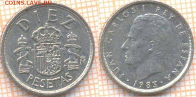 Испания 10 песет 1983 г., до 14.05.2020 г. 22.00 по Москве - Испания 10 песет 1983 866