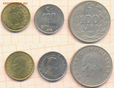 Турция 100 лир 1987,1993,2003 г., до 17.05.2020 г. 22.00 по - Турция 100 лир 1987 93 03 891