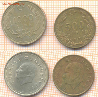 Турция 500 дир 1989, 1000 лир 2003 г., до 18.05.2020 г. 22.0 - Турция 2 монеты 892