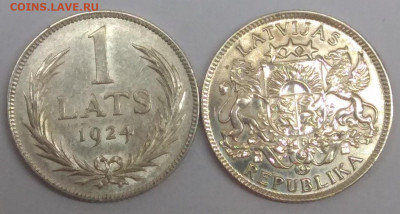 Латвия. 1924. 1 лат. Ag 835. XF до 17.05 в 16.00 - 1190893229
