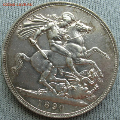 Великобритания 1 крона 1890 Королева Виктория XF Серебро Кро - velikobritanija_1_krona_1890_koroleva_viktorija_xf_serebro_krona_shajba