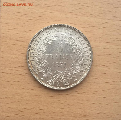 Франция 5 франков 1851 Серебро богиня Церера - francija_5_frankov_1851_serebro_xf_aunc_krona_shajba_boginja_cerera