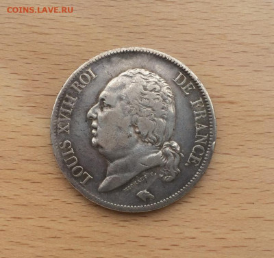 Франция 5 франков 1816 L Людовик XVIII Серебро Крона Шайба - francija_5_frankov_1816_l_ljudovik_xviii_serebro_krona_shajba (1)