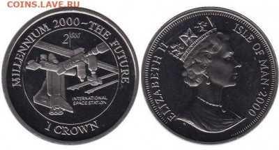 Крона Шайба Остров Мэн 1 крона 2000 МКС Космос - krona_shajba_ostrov_men_1_krona_2000_mks_mezhdunarodnaja_kosmicheskaja_stancija_kosmos
