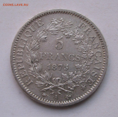 Франция. Третья Республика. 5 ФРАНКОВ 1875 года. - 5Франков1875А.JPG