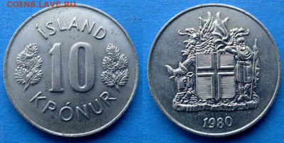 Исландия - 10 крон 1980 года до 23.05 - Исландия 10 крон, 1980