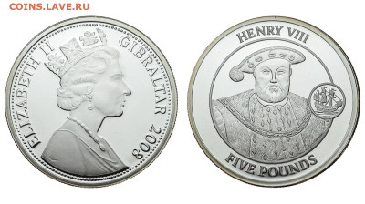 Гибралтар. 5 фунтов 2008 г. Proof. Генри VIII. До 23.05.20. - Р282.JPG