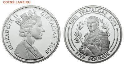 Гибралтар. 5 фунтов 2005 г. Proof. Трафальгар. До 23.05.20. - Р283.JPG