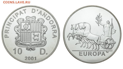 Андорра. 10 динаров 2001 г. Proof. Европа. До 23.05.20. - Р286.JPG