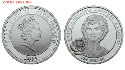 Ниуэ. 1 доллар 2011 г. Proof. Леди Диана. До 23.05.20. - Р296