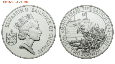 Гернси. 2 фунта 1995 г. Proof. 50 лет осв. До 23.05.20. - Р263.JPG