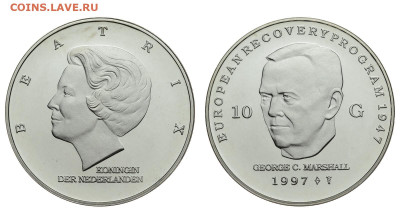 Нидерланды. 10 гульденов 1997 г. Proof. До 23.05.20. - Нидерланды_10_Маршалл.JPG