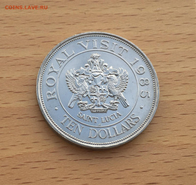Сент-Люсия 10$ долларов 1985 Королевский визит UNC Крона - IMG_1670.JPG