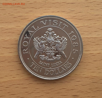 Сент-Люсия 10$ долларов 1985 Королевский визит UNC Крона - IMG_1668.JPG