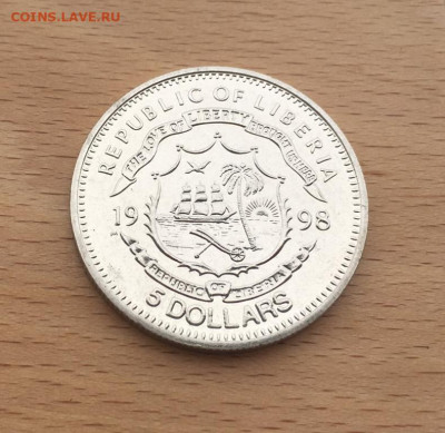 Крона Шайба Либерия 5$ долларов 1998 Титаник корабль - krona_shajba_liberija_5_dollarov_1998_titanik_korabl_flot (3)