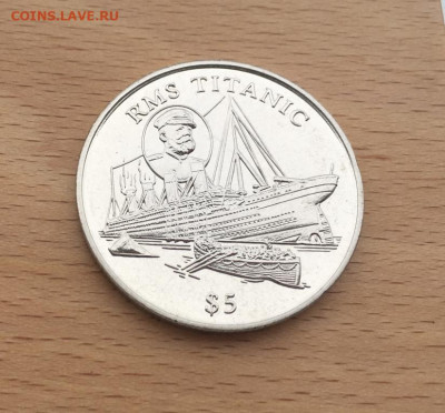 Крона Шайба Либерия 5$ долларов 1998 Титаник корабль - krona_shajba_liberija_5_dollarov_1998_titanik_korabl_flot (2)