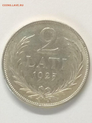 Латвия. 1924. 2 лата. Ag 835. 10 g. KM#8 XF до 24.05 в 22.00 - 1190729567