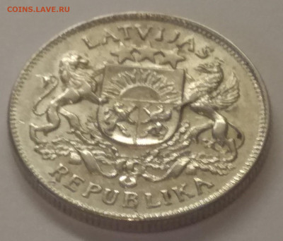 Латвия. 1924. 2 лата. Ag 835. 10 g. KM#8 XF до 24.05 в 22.00 - 1190729584