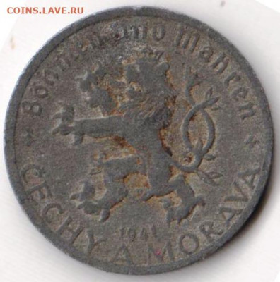 Чешская Моравия 20 геллеров 1941 г. до 24.00 25.05. 20 г. - 031