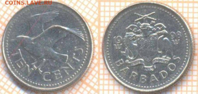 Барбадос 10 центов 1998 г., до 25.05.2020 г. 22.00 по Москве - Барбадос 10 центов 1998 944