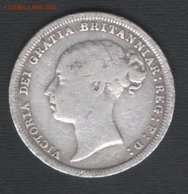 Великобритания 6 пенсов 1886 до 24.05.2020 21.00 мск - UK 6d1886 obv