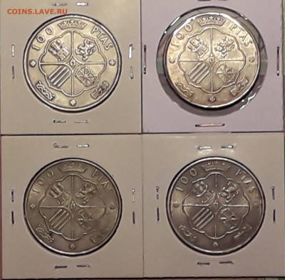 Испания 100 песет 1966 4шт до 24.05.2020 21.00 мск - Испания 100песет66 р 4шт