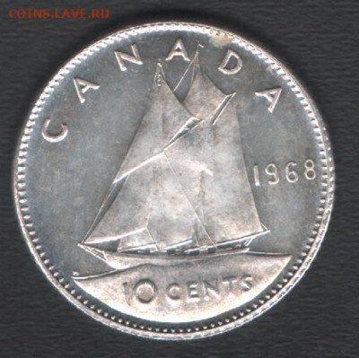 Канада 10 центов 1968 до 24.05.2020 21.00 мск - Канада 10центов68 р
