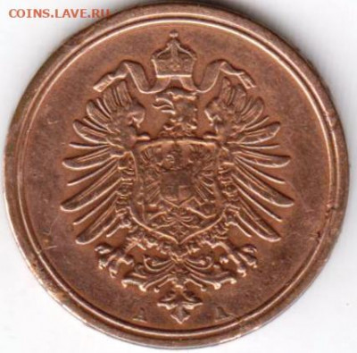 Германия 1 пфенниг 1889 г. "А" до 24.00 28.05. 20 г. - 042