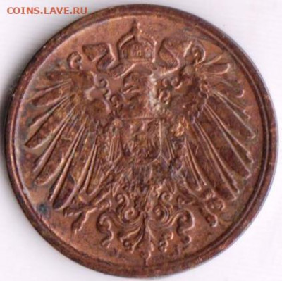 Германия 1 пфенниг 1890 г. "J" до 24.00 28.05. 20 г. - 044