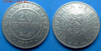 Боливия - 20 сентаво 1997 года до 28.05 - Боливия 20 сентаво, 1997