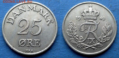 Дания - 25 эре 1949 года до 28.05 - Дания 25 эре, 1949