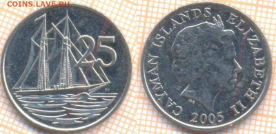 Каймановы острова 25 центов 2005 г., до 30.05.2020 г. 22.00 - Кайманы 25 центов 2005 8819