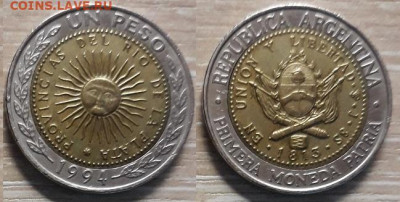 Биметалл Аргентина 1 песо 1994 - Аргентина 1 песо 1994