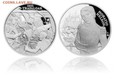 Монеты с Корабликами - Ceska Mincovna. 2015. Medal. 1805 Trafalgar. Ag999-42x50+