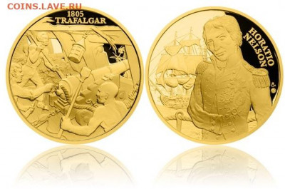 Монеты с Корабликами - Ceska Mincovna. 2015. Medal. 1805 Trafalgar. Au999-31,15+