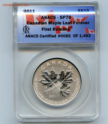 Канада.2011.10 долларов.Кленовый лист.SP 70 PCGS 24.05в22.00 - 649025476