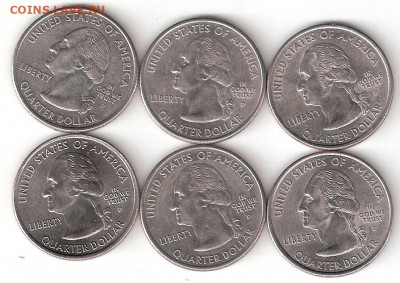 США: Квотеры-штаты 6шт. разные 006 - Квотеры-штаты 6шт А 006